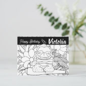Carte Postale Instructeur de yoga Sloth Anniversaire Coloration (Debout devant)