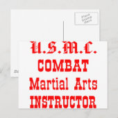 Carte Postale Instructeur en arts martiaux de combat de l'USMC (Devant / Derrière)