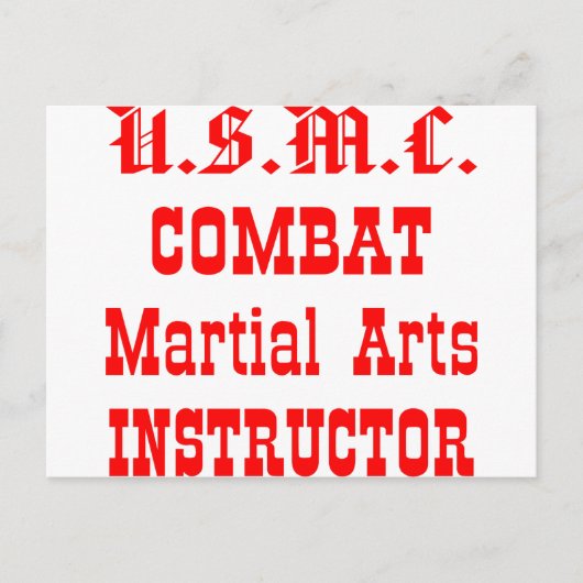 Carte Postale Instructeur en arts martiaux de combat de l'USMC (Devant)