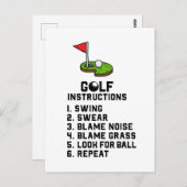 Carte Postale Instruction de golf Swing Sweer au trou du drapeau (Devant / Derrière)