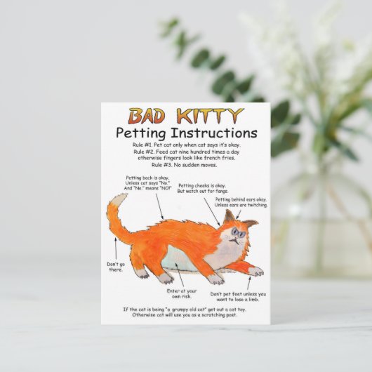 Carte Postale Instructions de mouture de Kitty Bad (Debout devant)