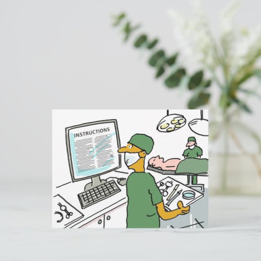 Carte Postale Instructions pour la vérification des chirurgiens  (Debout devant)