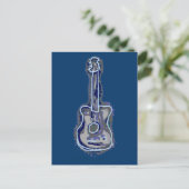 Carte Postale Instrument de musique de la guitare bleue (Debout devant)