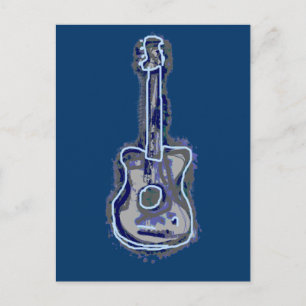 Carte Postale Instrument de musique de la guitare bleue