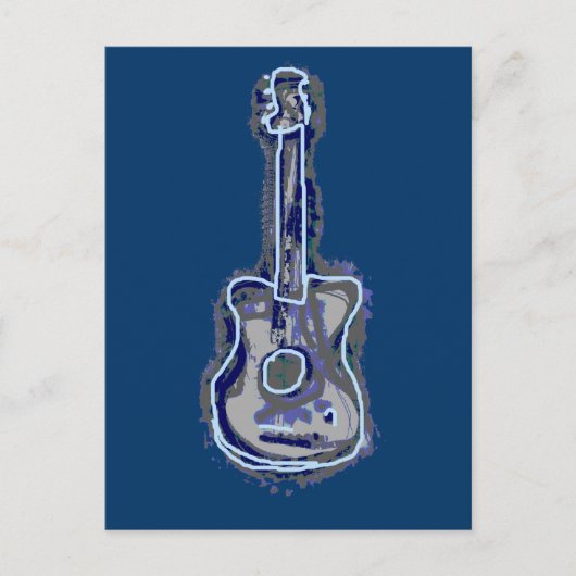 Carte Postale Instrument de musique de la guitare bleue (Devant)