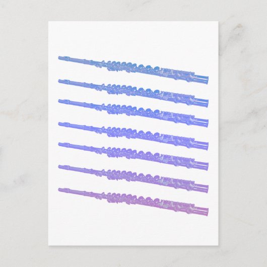 Carte Postale Instrument de musique fluide rose bleu violet (Devant)