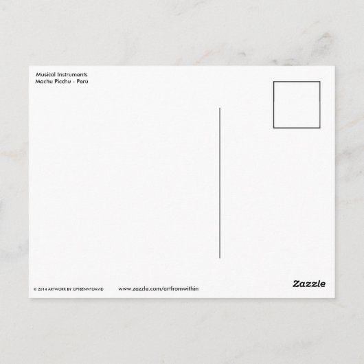 Carte Postale Instruments de musique - Machu Picchu - Pérou (Dos)