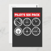 Carte Postale Instruments de vol à six packs du pilote Aviation (Devant / Derrière)
