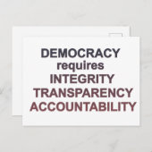 Carte Postale Intégrité de la démocratie Transparence Responsabi (Devant / Derrière)