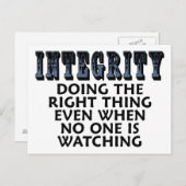 Carte Postale Intégrité : Faire ce qu'il faut même quand... (Devant / Derrière)