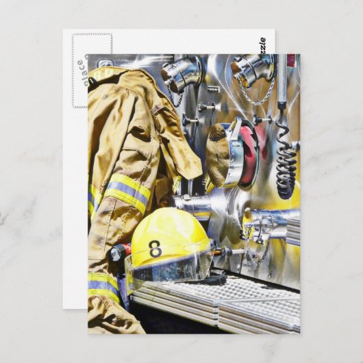 Carte Postale Intense - Camion pompier (Devant / Derrière)