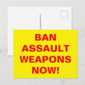 Carte Postale INTERDIRE LES ARMES D'ASSAUT MAINTENANT ! Message  (Devant / Derrière)