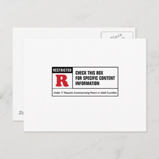 Carte Postale Interdit aux moins de 17 ans (Devant / Derrière)