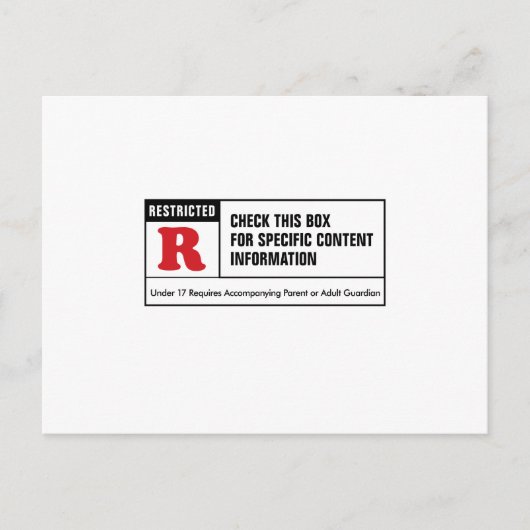 Carte Postale Interdit aux moins de 17 ans (Devant)