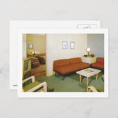 Carte Postale Intérieur de chambre avec meubles milieu du siècle (Devant / Derrière)