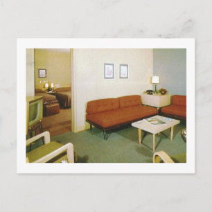 Carte Postale Intérieur de chambre avec meubles milieu du siècle