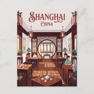 Carte Postale Intérieur de la maison de thé Huxinting Chine