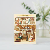 Carte Postale Intérieur de la maison suédoise (mobilier et usten (Debout devant)