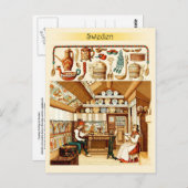 Carte Postale Intérieur de la maison suédoise (mobilier et usten (Devant / Derrière)