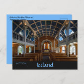 Carte Postale Intérieur de l'église bleue à Seyðisfjörður Island (Devant / Derrière)
