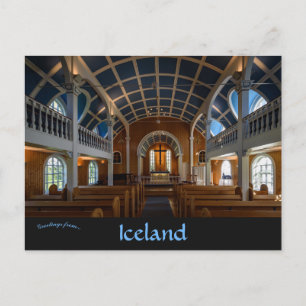 Carte Postale Intérieur de l'église bleue à Seyðisfjörður Island