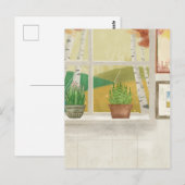 Carte Postale Intérieur de maison de printemps de fenêtre conviv (Devant / Derrière)