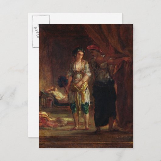 Carte Postale Intérieur d'un Harem à Oran, vers 1847 (Devant / Derrière)