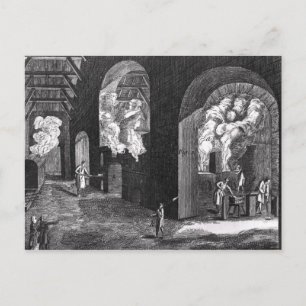 Carte Postale Intérieur d'une usine de verre