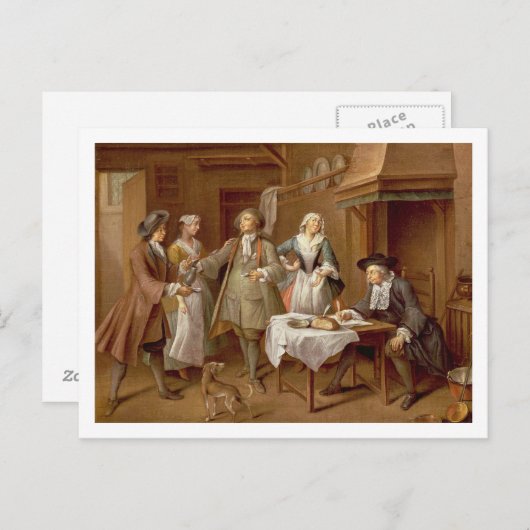 Carte Postale Interior of a Kitchen with Figures Tasting (Devant / Derrière)
