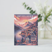 Carte Postale Interlaken Suisse Saison Rouge (Debout devant)