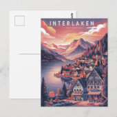 Carte Postale Interlaken Suisse Saison Rouge (Devant / Derrière)