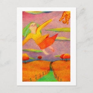 Carte Postale Intitulé : Flying Girl ~ Amusant heureux art PERSO
