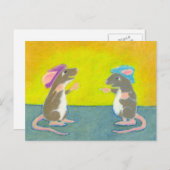 Carte Postale Intitulé :  Rats en Casquette - Amusants rongeurs  (Devant / Derrière)