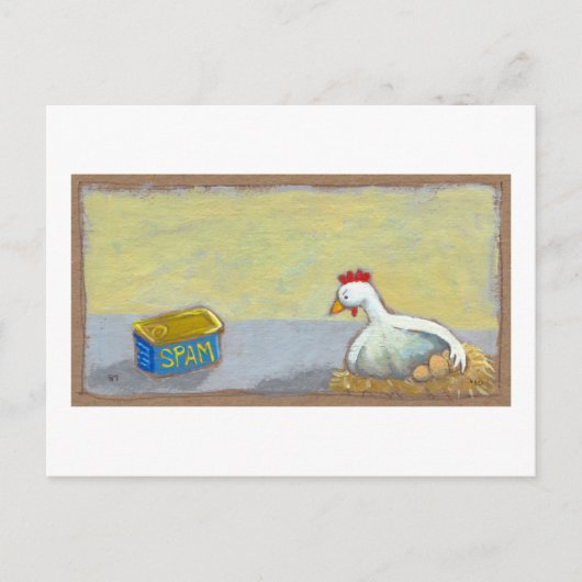 Carte Postale Intitulé : Spam et oeufs - poulet d'art de petit (Devant)