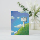 Carte Postale Intitulé : Trop haut - le panneau indique "Redesce (Debout devant)