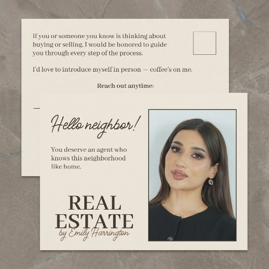Carte Postale Introduction Moderne d'Agent Immobilier Terre à Te