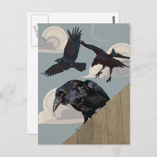 Carte Postale Invasion du corbeau (Devant / Derrière)