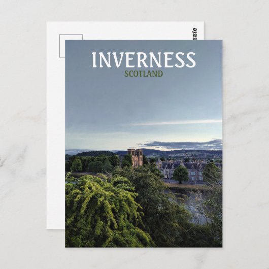 Carte Postale Inverness, Ecosse, Royaume-Uni vue du soir (Devant / Derrière)
