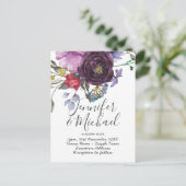 Carte Postale Invitacion Nuestra Boda - Aquarelle Fleur violet (Debout devant)