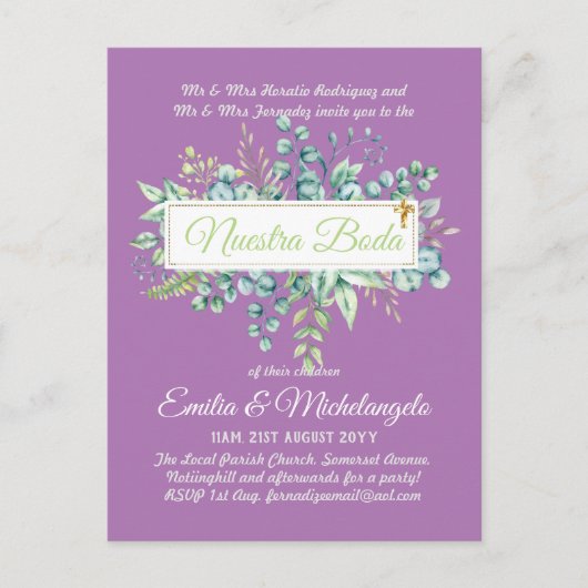 Carte Postale Invitaciones De Boda Baratas HOJAS Modernas (Devant)