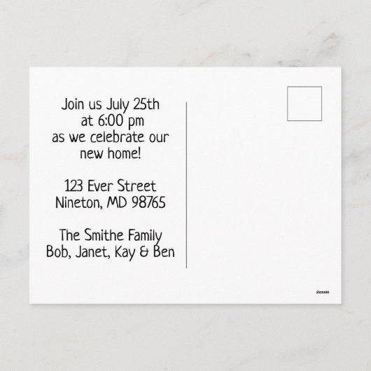 Carte postale Invitation (Dos)