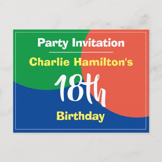 Carte postale Invitation 18e anniversaire (Devant)