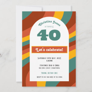 Carte postale Invitation, 40e anniversaire - rétro