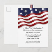 Carte Postale Invitation 4 juillet Rouge Blanc Bleu Drapeau (Devant / Derrière)