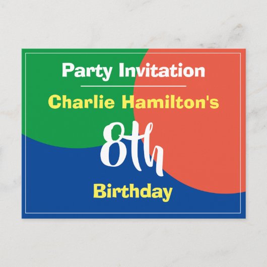 Carte postale Invitation 8e anniversaire (Devant)