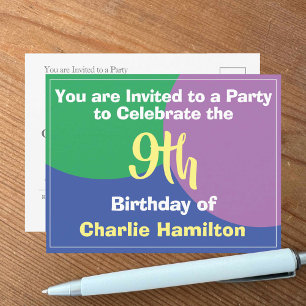 Carte postale Invitation 9e anniversaire