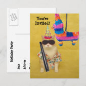 Carte Postale Invitation à Anniversaire avec Pinata ! (Devant / Derrière)