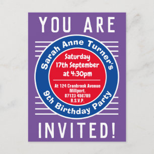 Carte Postale Invitation à la 9e fête d'anniversaire d'un enfant