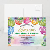 Carte Postale Invitation à la chasse aux oeufs de Pâques. Fleur  (Devant / Derrière)