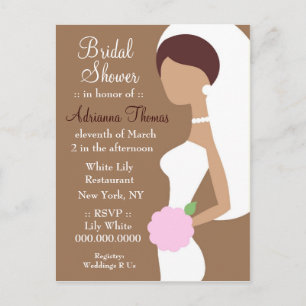 CARTE POSTALE INVITATION À LA DOUCHE À BRIDE 311-BRUNETTE